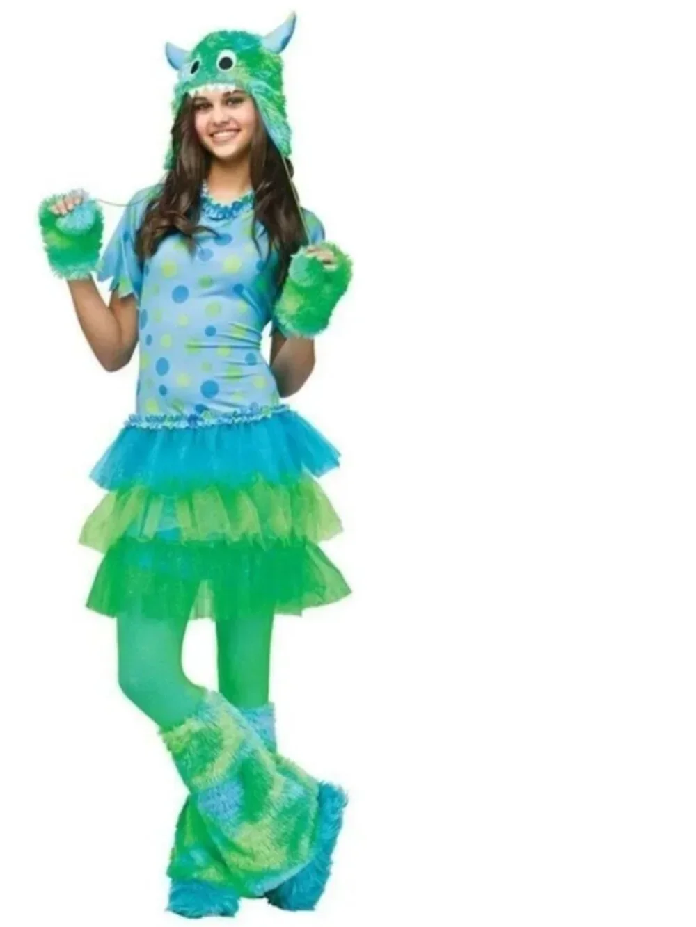 Green Monster Halloween Headpiece, Gloves & Leg Warmers 5 Pc Accessory Kit 14+